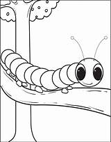 Caterpillar Coloring Cartoon Printable Kids Border Branch sketch template