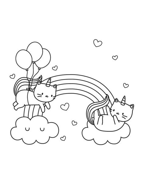 unicorn cat rainbow coloring pages unicorn cat coloring pages