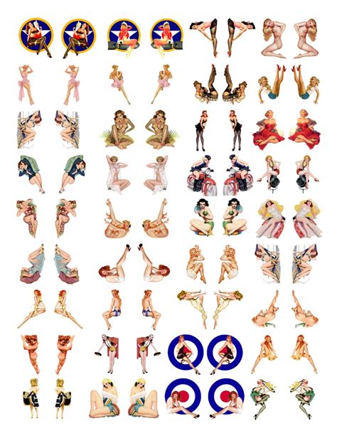 pinup model building nose art decals 32 pair in 1 32 to 1 35