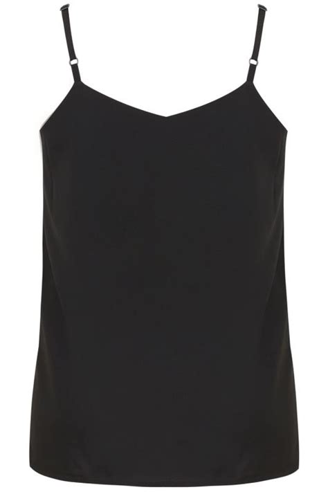 black woven cami top with side splits plus size 16 to 36