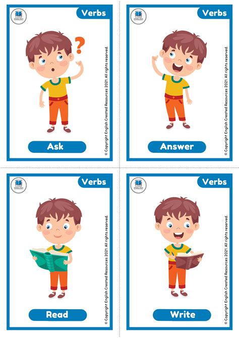 verbs flashcards english created resources