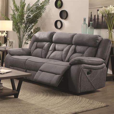 coaster houston casual pillow padded reclining sofa  contrast stitching  furniture