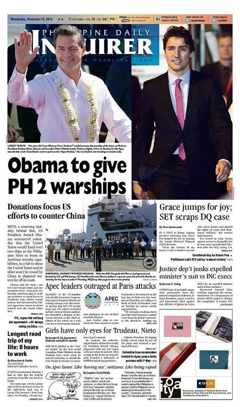 trudeau greeted  hottie  apec summit  front page  philippine