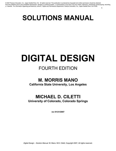 solutions manual digital design  edition   morris  mano