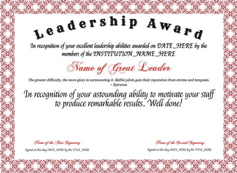 excellent  leadership award  clevercertificates leadership