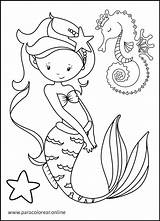 Sirenas Sirena Pintar Paracolorear Aprender Peces sketch template