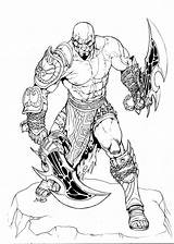 Kratos Armas Colorir Desenhos Inks Deus Rubusthebarbarian Template Tudodesenhos Barbarian sketch template