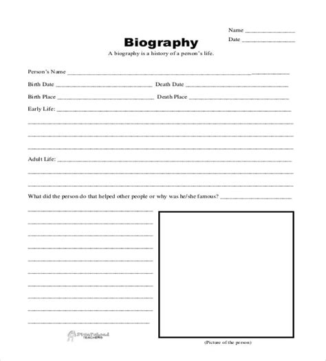 biography templates   excel