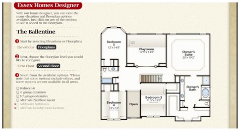 ballentine  floor check   interactive floor plan   essex homes website