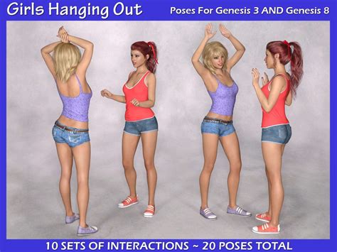 Girls Hanging Out Poses For G3f And G8f Daz Content By Foxy 3d