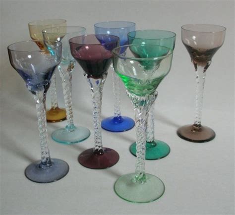 Multi Colored Handmade Cordial Glasses With Twisted