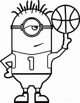 Coloring Basketball Pages Nba Minion Printable Kobe Bryant Print College Cartoon Color Drawing Jersey Sports Football Curry Purple Stephen Basket sketch template