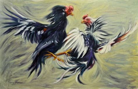Balance Rooster Fight Painting In 2020 Blue Ghost