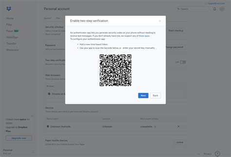 set   factor authentication   dropbox account android central