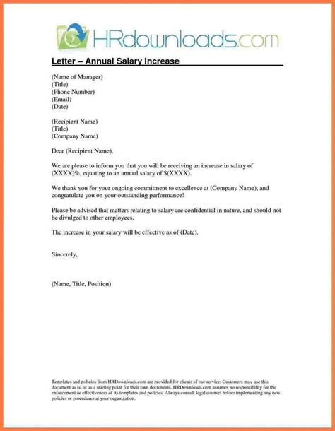professional pay increase letter template sample salary increase