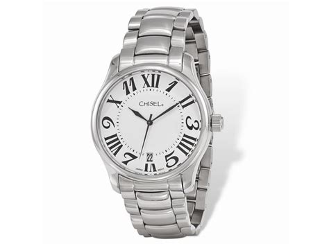 Chisel Mens Stainless Steel White Dial Mixed Numeral Watch Stacksocial