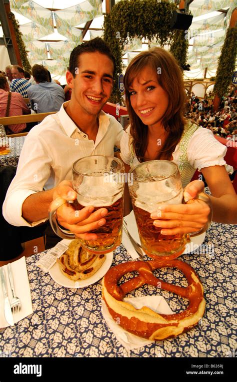 couple in a beer tent wies n oktoberfest munich