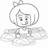 Yummy Face Coloring Template Spaghetti Eating Kid sketch template