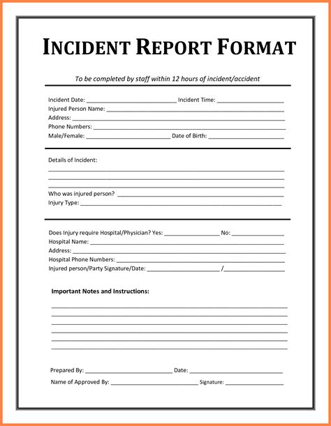 printable incident report form  printable