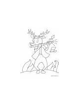 Reindeer Playing Coloring Flute Drum sketch template