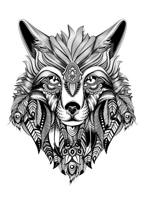 adult coloring books photo fox tattoo design wolf colors