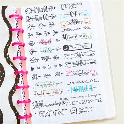 hundreds  awesome bullet journal headers sweet planit