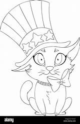 Coloring Kitten Wearing Vector Illustration Alamy Hat sketch template