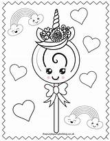 Unicorn Coloring Pages Lollipop Printable Sweet Colouring Cute Thepurplepumpkinblog Book Rainbows Super Surrounded Hearts sketch template