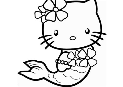 mermaid  kitty coloring pages print color craft