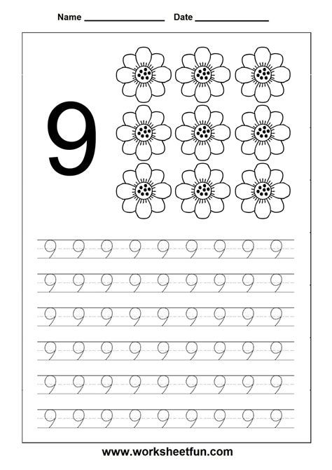 number tracing worksheet  numbers preschool kindergarten