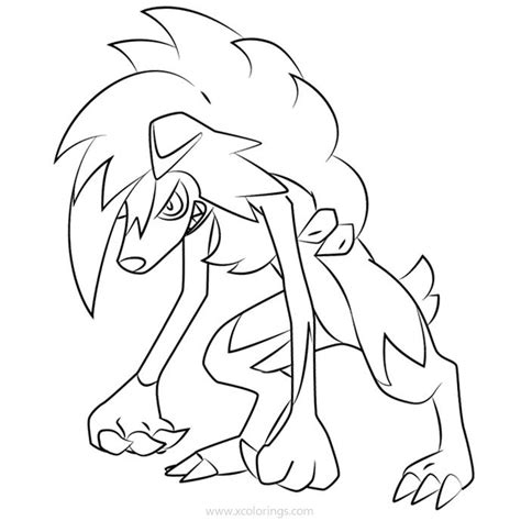 lycanroc midnight form pokemon coloring pages xcoloringscom