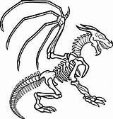 Dragon Skeleton Creepy Coloring Game Print Pages sketch template