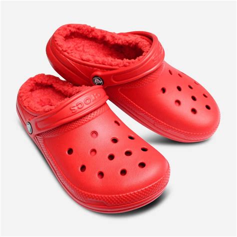 classic warm lined crocs clog  women  red