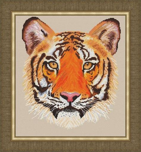 bengal tiger counted cross stitch pattern  wildlife etsy