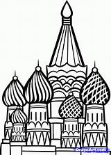Kremlin Cathedral Basil Russe Drawings Drawing Basile Basils Petersburg Russie Colorier Designlooter Dragoart sketch template