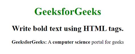 write bold text  html geeksforgeeks