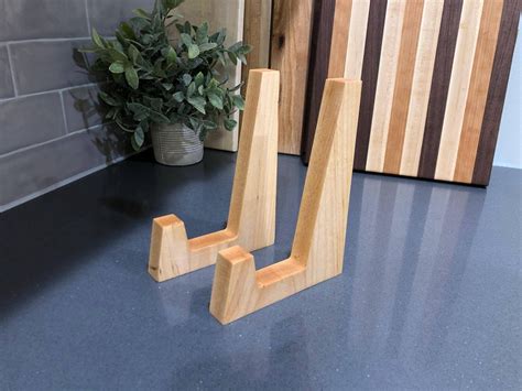 solid maple cutting board stand display pair etsy