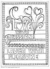 Coloring Pages Zenspirations Adult Colouring Quote Passion Words Choose Board sketch template