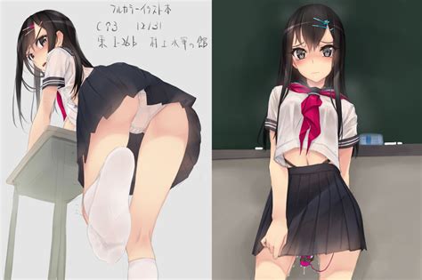 Murakami Suigun Original Ass Bangs Black Hair Black Skirt Chalk