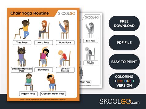 chair yoga routine  worksheet  kids skoolgo