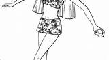 Coloring Bathing Pages Suits People Swimsuit Barbie Template sketch template