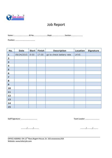 jop tips daily job report template daily activity