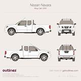 Nissan Navara King Drawings Cab Truck 2005 Vector Pickup Blueprint Frontier Blueprints Car Outlines Swb sketch template