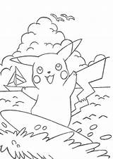 Pikachu Coloring Pages Surfing Print Pokemon Printable Misty Kids Color Popular Coloringhome Search Getcolorings Books Cat sketch template