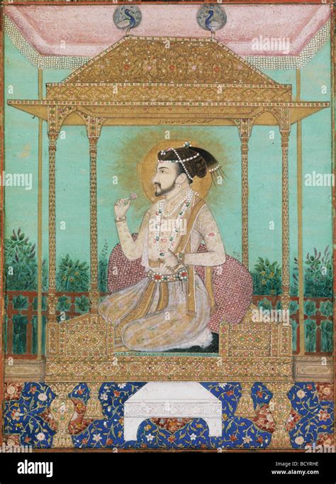 shah jahan seated  peacock throne mughal style india early