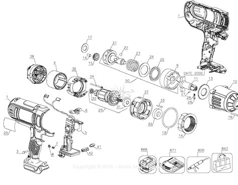 dewalt dcfm type  parts diagram  impact wrench