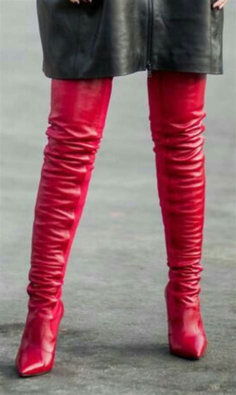 red leather boots leather thigh high boots red boots colored leather