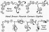 Clipart Flourish Corners Drawn Hand Creativemarket sketch template