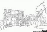 Colosseum Rome Constantine Landmarks Coloriage Oncoloring Italie Sheets Enregistrée sketch template