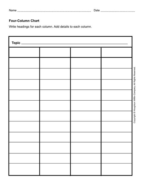 blank table chart